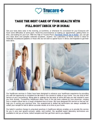 Full Body Check Up Dubai