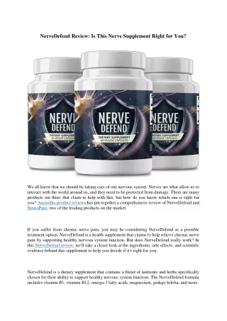NerveDefend Review: Is This Nerve Supplement Right for You?