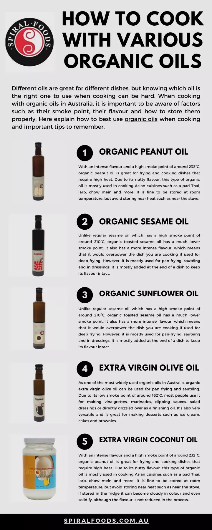 how to cook with various organic oils