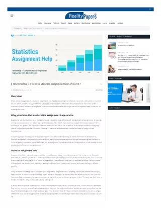 How Effective Is It to Hire a Statistics Assignment Help Service UK ?