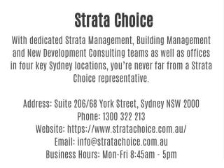 strata choice