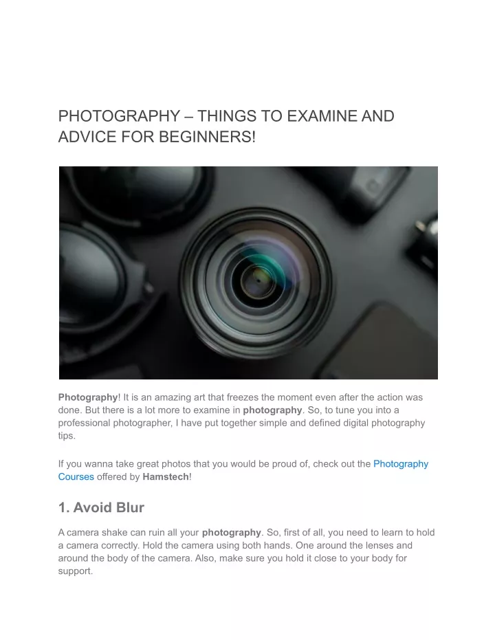 photography things to examine and advice