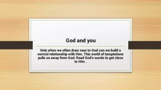 God and you