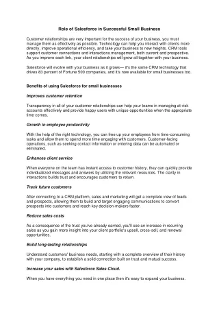 role of salesforce in successful small business