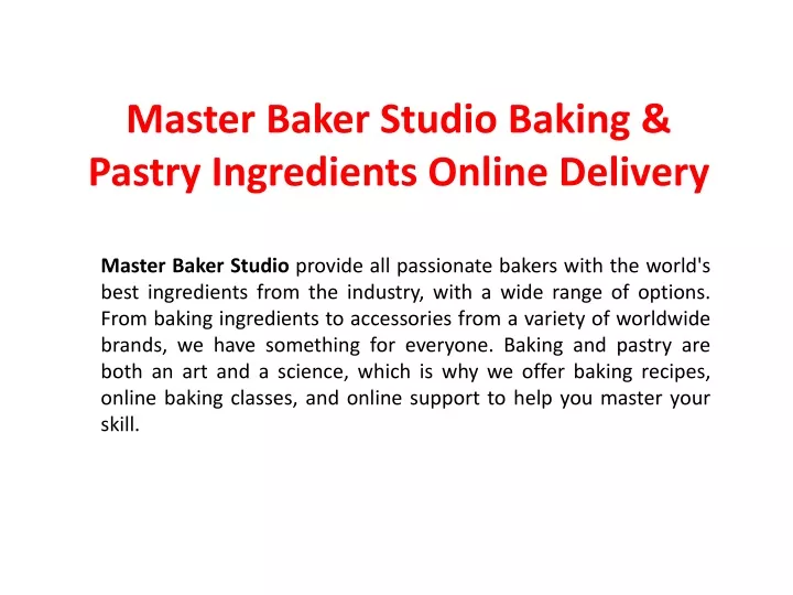 master baker studio baking pastry ingredients online delivery