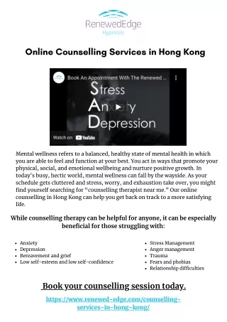 Online Counselling Services in Hong Kong