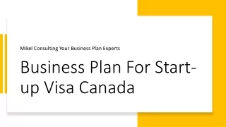 Start-up Visa Business Plan Canada Program