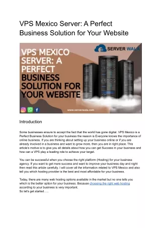 vps mexico server a perfect business solution