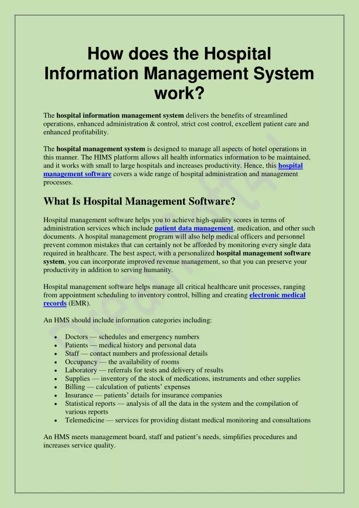 how does the hospital information management
