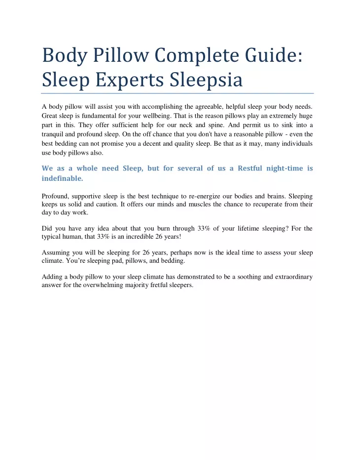 body pillow complete guide sleep experts sleepsia