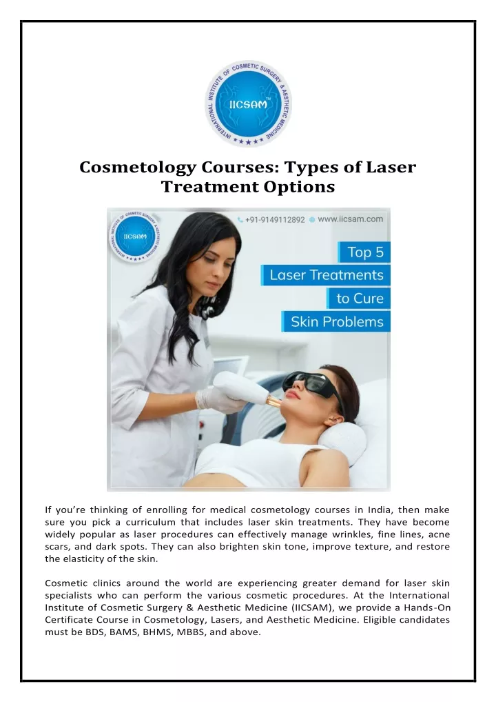 cosmetology courses types of laser treatment