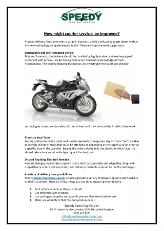 how might courier services be improved