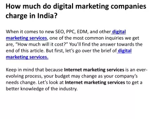 How much do digital marketing companies charge in India? - PingMedia