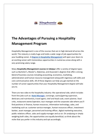 The Advantages of Pursuing a Hospitality Management Program