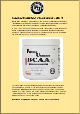Know how fitness BCAA online is helping to stay fit