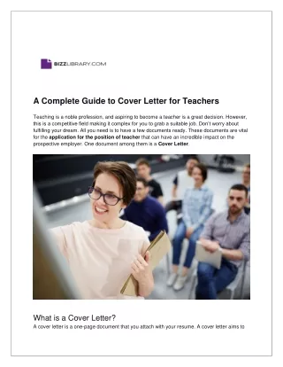 A Complete Guide to Cover Letter For Teachers - Bizzlibrary