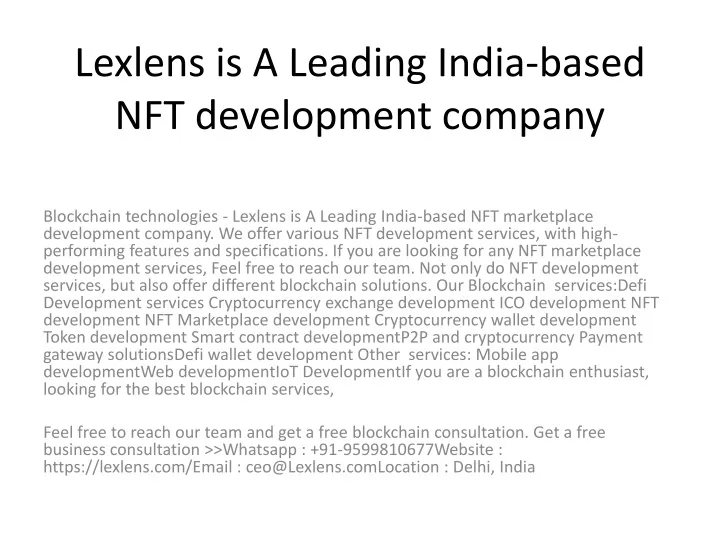 lexlens is a leading india based nft development company