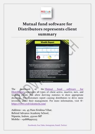 mutual fund software for distributors represents