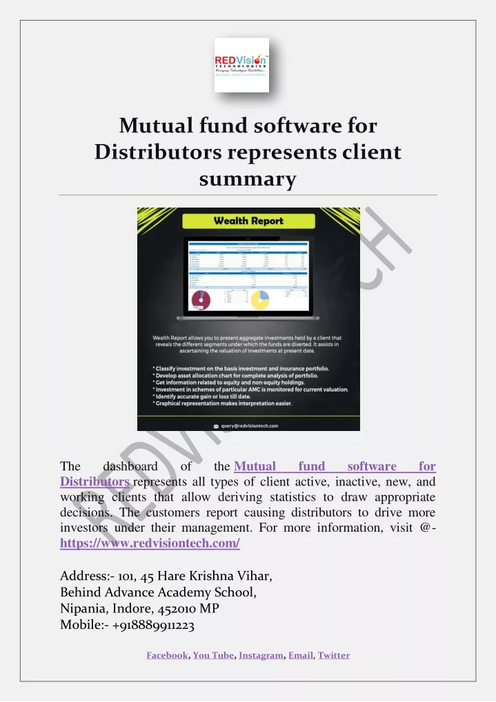 mutual fund software for distributors represents
