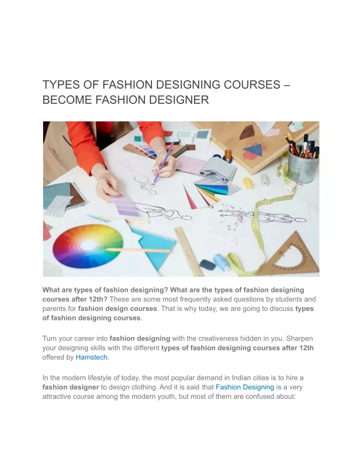 PPT - Different Types Of Fashion Designing Courses - By Hamstech ...