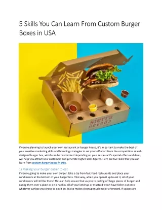 5 Skills You Can Learn From Custom Burger Boxes in USA