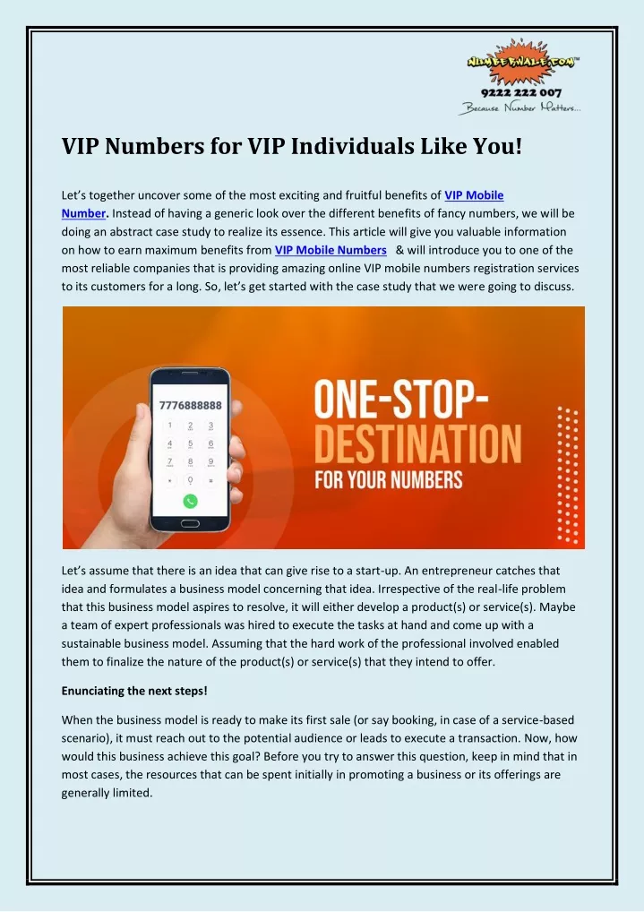 vip numbers for vip individuals like you