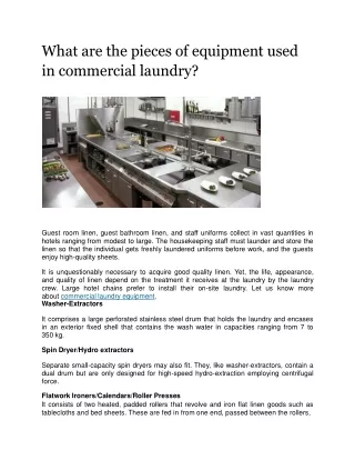 What are the pieces of equipment used in commercial laundry