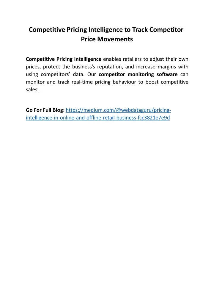 competitive pricing intelligence to track