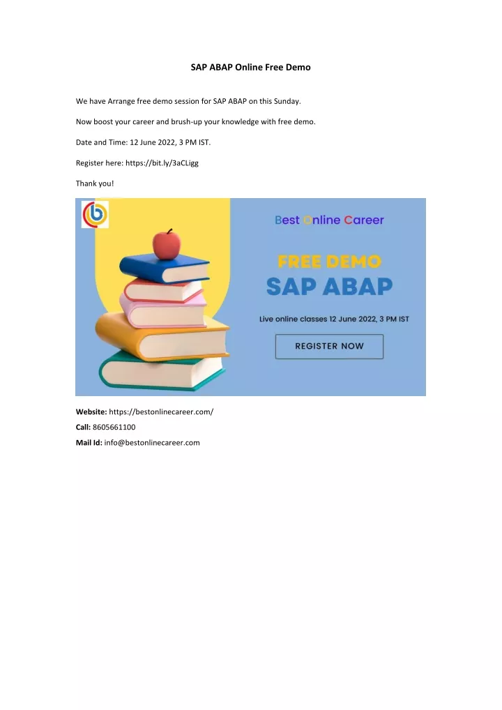 sap abap online free demo