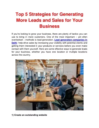 top 5 strategies for generating more leads