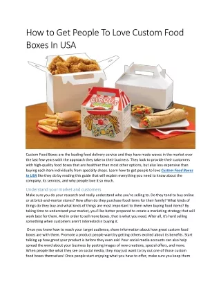 How to Get People To Love Custom Food Boxes In USA