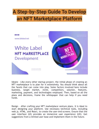 A Step-by-Step Guide To Develop an NFT Marketplace Platform