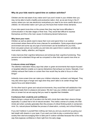 Why do your kids need to spend time on outdoor activities
