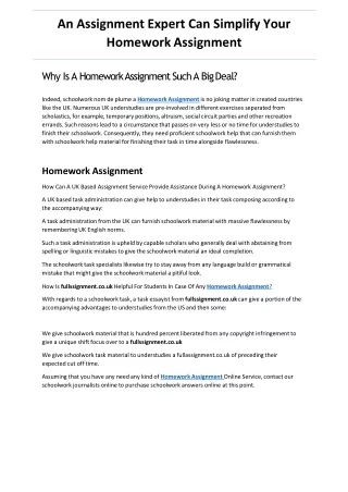 an assignment expert can simplify your homework assignment