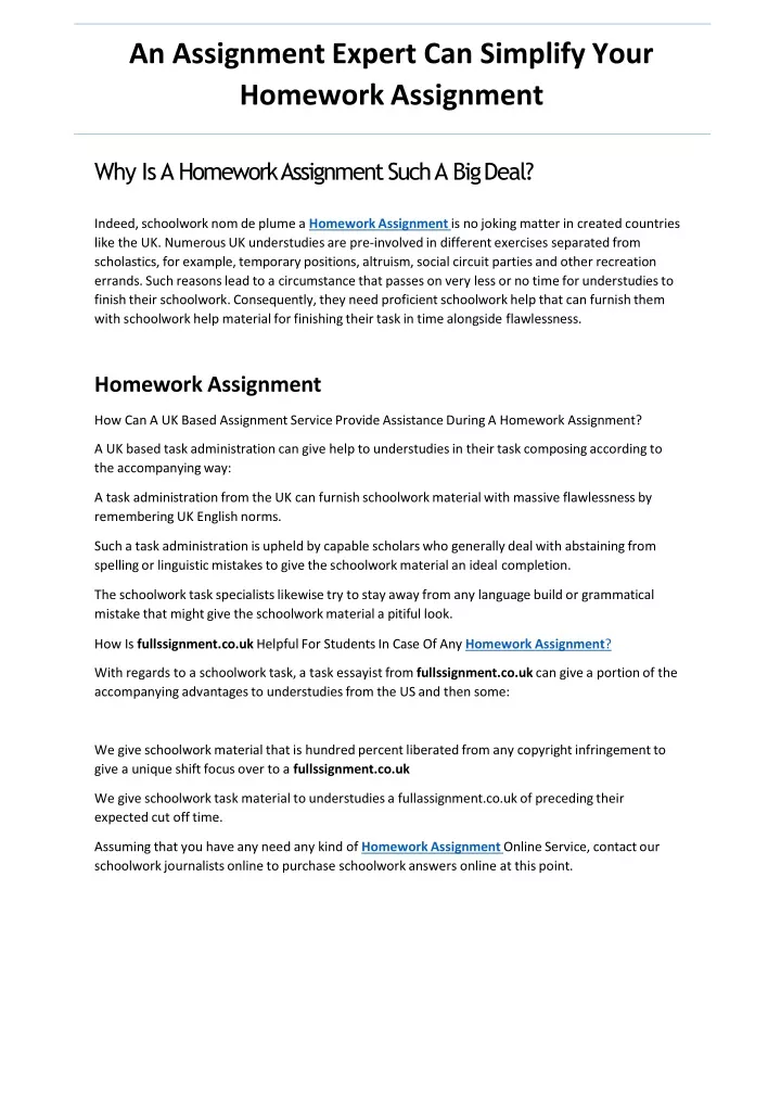 an assignment expert can simplify your homework assignment