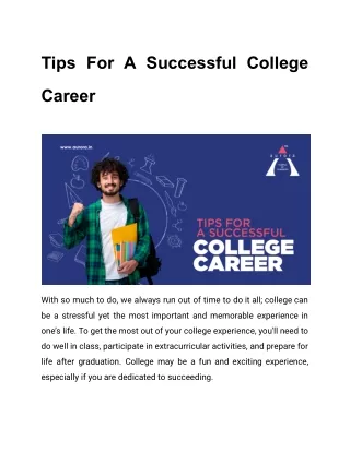 Tips For A Successful College Career