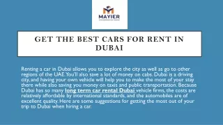 Get The Best Cars For Rent In Dubai