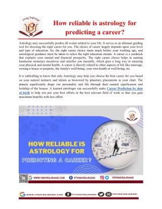 how reliable is astrology for predicting a career