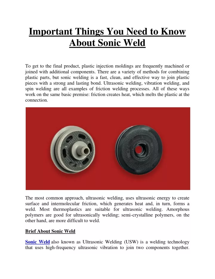 important things you need to know about sonic weld