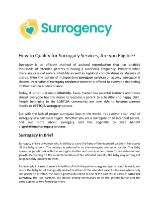 How to Qualify for Surrogacy Services, Are you Eligible - Surrogency
