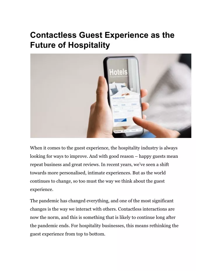 contactless guest experience as the future