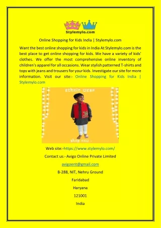 Online Shopping for Kids India  Stylemylo
