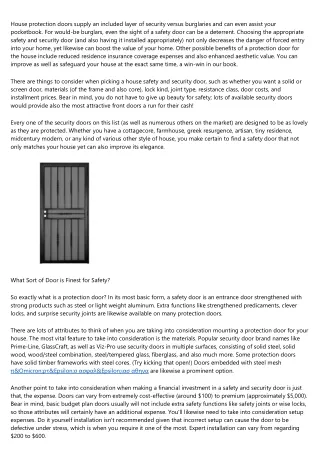 house protection doors supply an included layer