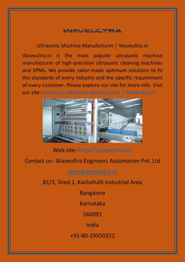 ultrasonic machine manufacturer waveultra in
