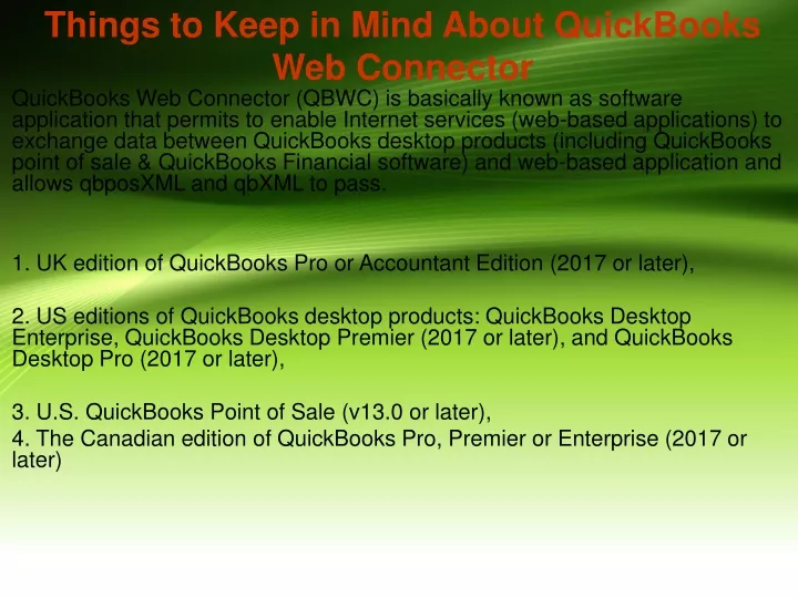 things to keep in mind about quickbooks web connector