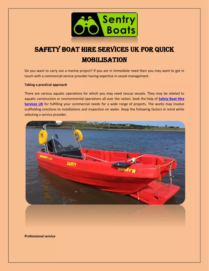 safety boat hire services uk for quick safety