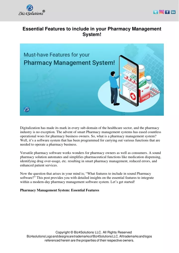 essential features to include in your pharmacy