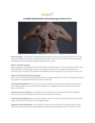 Incredible Health Benefits of Breast Massage and How to Do It
