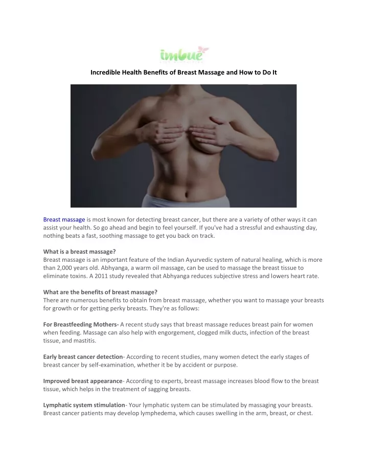 incredible health benefits of breast massage