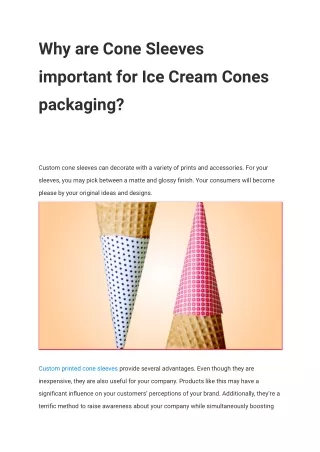 Why are Cone Sleeves important for Ice Cream Cones packaging_